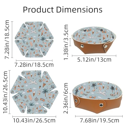 2Pcs PU Dice Holder Folding for RPG DND Table Games, Dice Trays Storage Box Portable Folding Rolling Dice Tray, Travel Themed Design - color: Multi 15