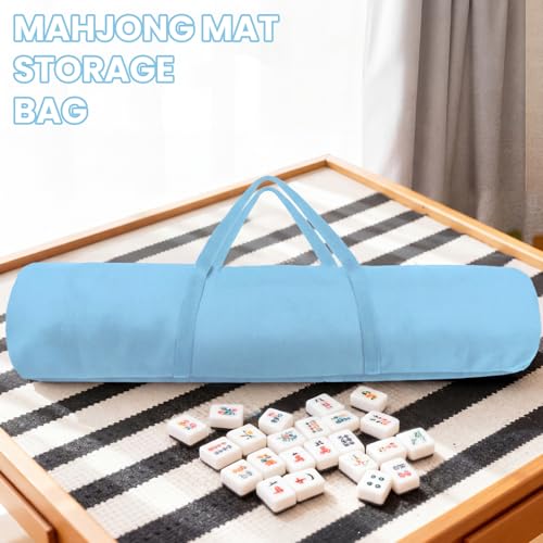 34-Inch Mahjong Mat Bag, Heavy-Duty Canvas Carrying Bag with Center Dual Handles & Smooth Zipper, Fits Mahjong Mat, Racks & Tiles, All-in-One Travel Storage Bag(Blue) - color: Blue