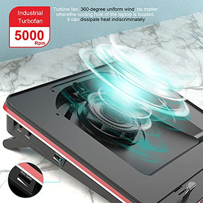 IETS GT500 Powerful Turbo-Fan (5000 RPM) Laptop Cooling Pad with Infinitely Variable Speed,Seal Foam for Rapid Cooling Gaming Laptop,13-17.3inch Laptop Cooler with 3-Port USB Hub - color: V1(Hub)