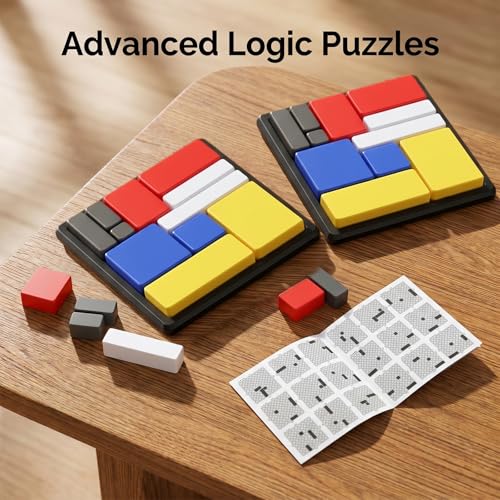 WLLHYF Logic Puzzle Brain Teaser Game for Adults, 2 Pcs 88 Challenges 4 Difficulty Levels Puzzle Toys Portable Design Brain Training Logic Puzzles Game for Travel Classrooms Homes