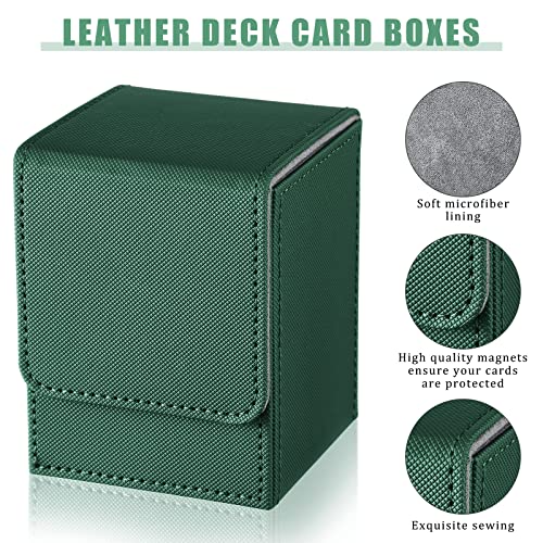 Yookeer 4 Pieces Leather Deck Card Boxes Cards Deck Game Box for Collectible Playing Card Box Compatible with MTG Commander(Black and Red, Green, Blue, Red,Vertical) - color: Black and Red, Green, Blue, Red, style: Vertical