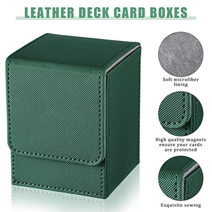 Yookeer 4 Pieces Leather Deck Card Boxes Cards Deck Game Box for Collectible Playing Card Box Compatible with MTG Commander(Black and Red, Green, Blue, Red,Vertical) - color: Black and Red, Green, Blue, Red, style: Vertical