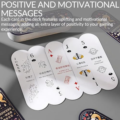Fun Mini Playing Cards - Narrow Deck of Cards Poker Game, for Travel,Camping and Party with Positive Messages