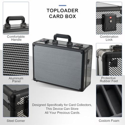 Graded Card Storage Box – Aluminum Alloy Trading Cards Storage Box with Combination Lock - Holds 140+ Graded Cards, Sports Card Case, Fits PSA, CSG, BGS (Carbon Fiber) - color: Carbon Fiber
