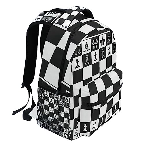 Black White Chess Board Backpack Plaid Bookbag Daypack Travel Hiking Camping School Laptop Bag - color: Multi Pattern 5