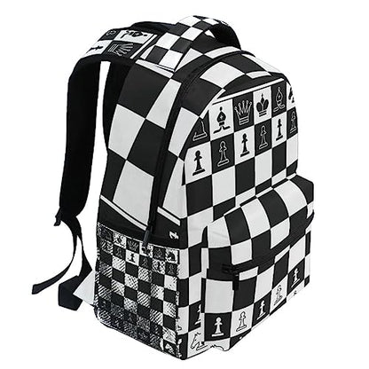 Black White Chess Board Backpack Plaid Bookbag Daypack Travel Hiking Camping School Laptop Bag - color: Multi Pattern 5