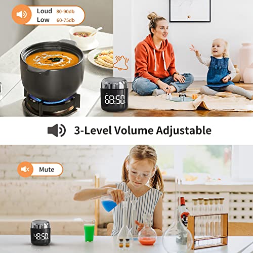 Digital Kitchen Timer,Countdown Countup Timer with Large LED Display Volume Adjustment,Timer for Cooking, Classroom Time for Kids and Teachers. (Silver) - color: Silver