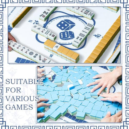 Oudain Chinoiserie Mahjong Tablecloth Florals Card Table Cloth 55x 55 Inch Square Tablecloth Game Table Cover with Game Rules for Mahjong Beginners, Card, Board Tile Games(Blue and White) - color: Blue and White
