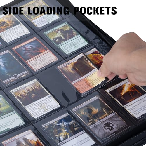 Card Binder 16 Pocket,Trading Card Binder Holds up to 1408 Cards with 44 Sleeves,Zipper Card Holder Album Compatible with TCG Card/Game Cards/Sports Card-Light blue - color: Sky Bule