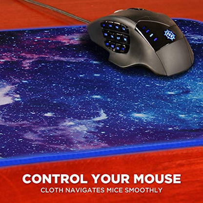 ENHANCE Small Mouse Pad with LED Lighting (13.3 X 10.8 inches) - Gaming Mouse Pad Desk Mat with 7 Color Options, 3 Lighting Effects, Smart Control Button, Non-Slip Rubber Grip - Galaxy - color: Galaxy and Purple
