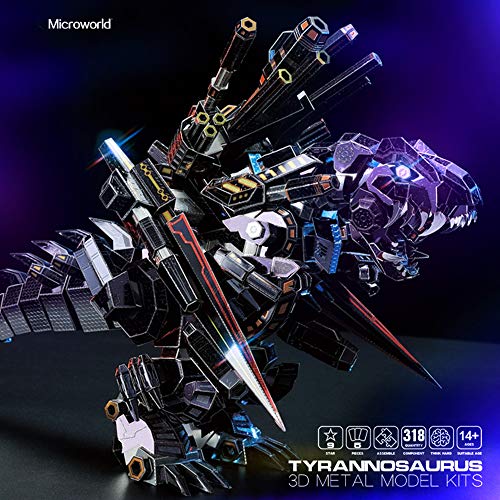 Microworld 3D Metal Model Kits Puzzle, Mechanical Tyrannosaurus Rex Challenge Model Building Kits, Jigsaw Laser Cut Brain Teaser DIY Puzzles for Adults - color: Tyrannosaurus Rex