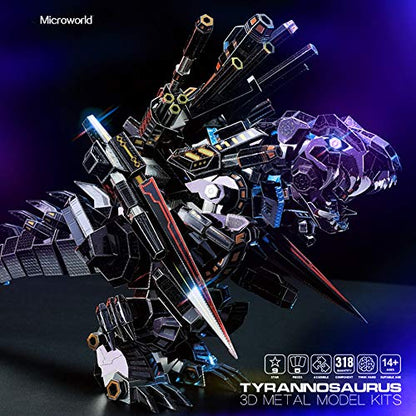 Microworld 3D Metal Model Kits Puzzle, Mechanical Tyrannosaurus Rex Challenge Model Building Kits, Jigsaw Laser Cut Brain Teaser DIY Puzzles for Adults - color: Tyrannosaurus Rex