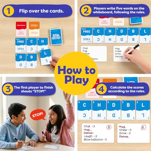 Family Word Game, Letter and Category Challenge Game, Fast-Paced Vocabulary & Spelling Game, Party Game for Kids Teens Adults, Family Game Night Activity for Ages 8+, 2-6 Players