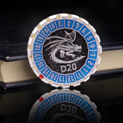 Metal DND Dice Set Spinning Dungeons and Dragon Dice Set Metal Dragon Polyhedral Magic 7 PCS Dice Set with Gift Box for Dungeons and Dragons Table Games Play Cards MTG(GyroDice_Pearl Silver Blue) - color: Spinning Dice_pearl Silver Blue