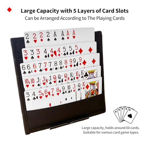2 Pack Playing Cards Holders with Stable Tabletop Stand,5-Layer Hands Free | Handheld/Tabletop Use, Adjustable Stand Angle for Better Card Viewing, Stable, Not Tip Over, Card Holders for Playing Cards