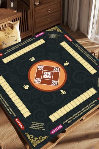 Mahjong Mat for Table, 31.5x31.5Inch American Mahjongg Table Mat (Black1) | Anti-Wrinkle&Foldable Neoprene Mahjongg Travel Mat for Table with Learning Rule, Anti-Slip Noise Reduction Includes Carry Bag - color: Black-12