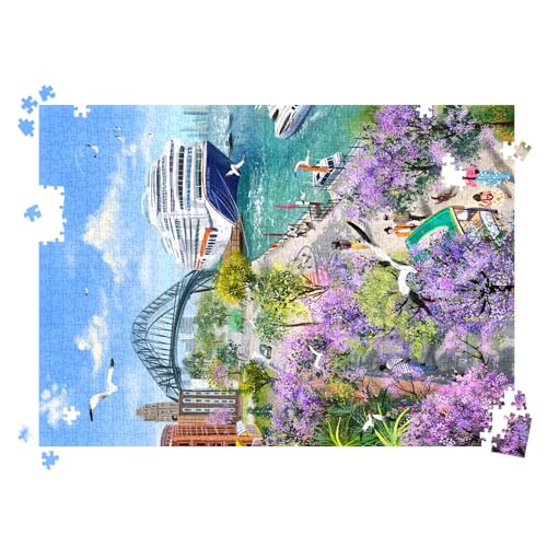 HUADADA Puzzles for Adults 1000 Pieces-Bay Stroll | Eco matte oil print, eye strain relief, tight puzzle piece fit, vibrant colours,gifts for men women - color: Bay Stroll