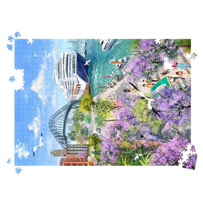 HUADADA Puzzles for Adults 1000 Pieces-Bay Stroll | Eco matte oil print, eye strain relief, tight puzzle piece fit, vibrant colours,gifts for men women - color: Bay Stroll