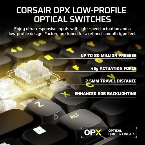 Corsair Vanguard AIR 99 Wireless RGB Gaming Keyboard – US QWERTY – Black | 99% Layout, Low-Profile, Optical-Mechanical, OPX Switches, 8000Hz, Stream Deck Integration, Flashtap SOCD - color: Black