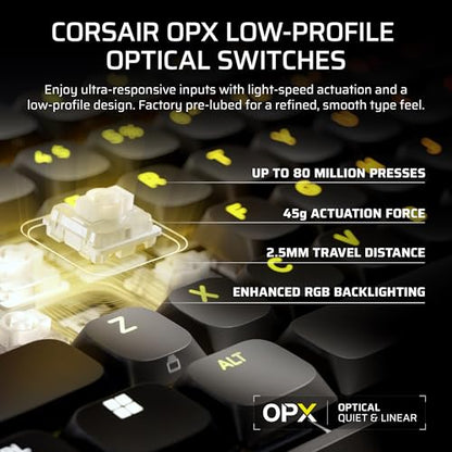 Corsair Vanguard AIR 99 Wireless RGB Gaming Keyboard – US QWERTY – Black | 99% Layout, Low-Profile, Optical-Mechanical, OPX Switches, 8000Hz, Stream Deck Integration, Flashtap SOCD - color: Black