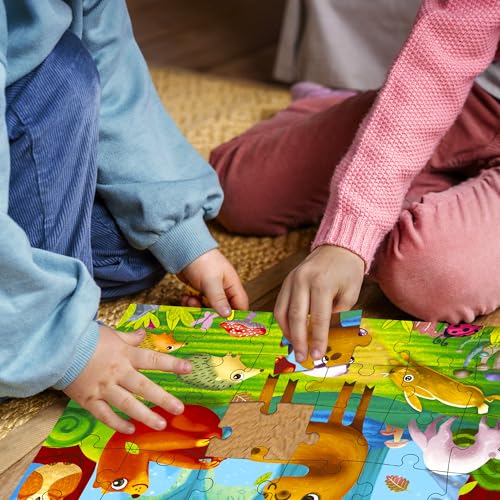 30 Piece Puzzles for Kids 3-5 - 4 Jigsaw Kids Puzzles Ages 2-4 | Animal Learning Jigsaw Puzzle for Kids 4-6 Years Old - Educational Toys for Toddlers Boys and Girls - color: Domestic & Wild Animals