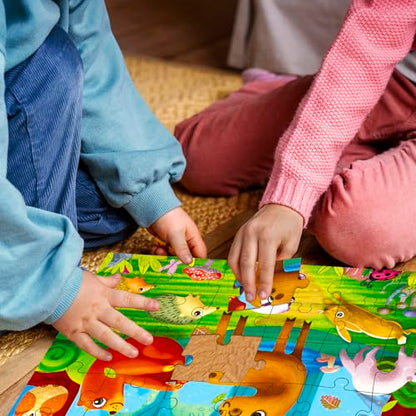 30 Piece Puzzles for Kids 3-5 - 4 Jigsaw Kids Puzzles Ages 2-4 | Animal Learning Jigsaw Puzzle for Kids 4-6 Years Old - Educational Toys for Toddlers Boys and Girls - color: Domestic & Wild Animals