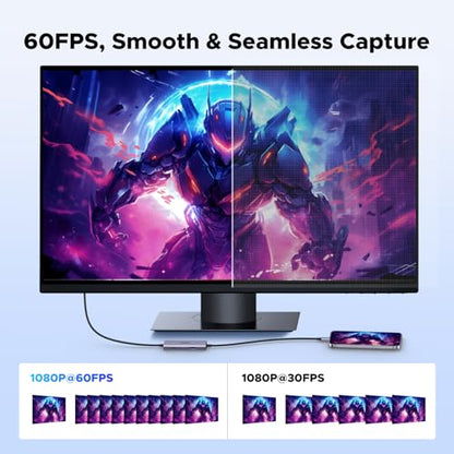 UGREEN 2K@30Hz USB C Video Capture Card with 100W PD 4K@30Hz HDMI Loop-Out, 1080P 60fps USB 3.0 Capture Card for Streaming Low Latency YUY2 VR Compatible with Switch, Stream Deck, Quest 3