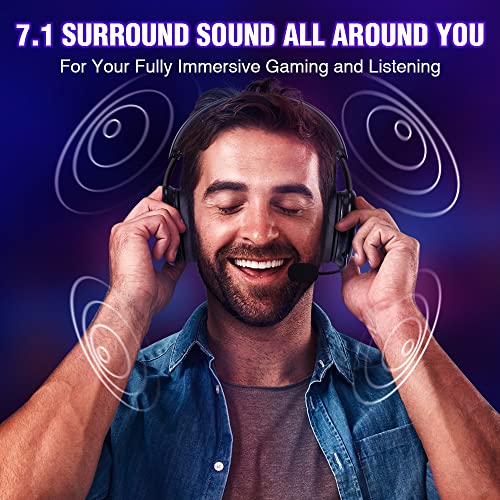 WolfLawS TA82 Wireless Gaming Headset with Detachable Noise Canceling Microphone for PS5 PS4 PC, 2.4GHz USB Gamer Headphones with 7.1 Surround Sound, Memory Foam Ear Pads