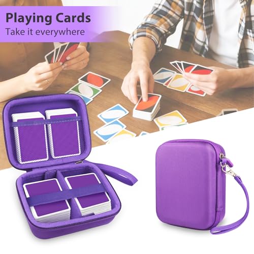 300+ Game Card Storage Case for UNO/Five Crowns/SKYJO Playing Card | Portable Card Deck Holder Box Compatible with Bicycle/Phrase 10/PlayMonster/Exploding Kittens Card Games, Purple (Case Only) - color: Purple