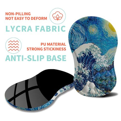 Ergonomic Mouse Pad Wrist Support with Memory Foam Massage Bulge, Carpal Tunnel Pain Relief Mousepad Wrist Rest for Mouse(12x8 inch,Wave Starry) - color: Kg005-wave Starry Night