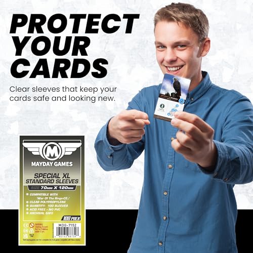 MayDay Games Tarot Card Sleeves 70x120mm - 100 Standard Clear Protectors, Perfect Fit Board Game Card Sleeves, 40 Micron, 100 Per Pack - MDG-7152