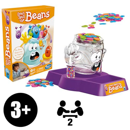 Hasbro Gaming Don't Spill The Beans Game for Kids, Easy & Fun Balancing Game for Children Ages 3 and Up, Easter Gifts - Boys and Girls, Preschool Games - 2 Players, Kids Board Games (Pack of 2) - size: 7.875 x 2.5 x 10.5 inches (Pack of 2)