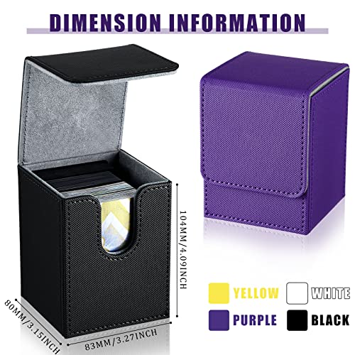 Yookeer 4 Pieces Leather Deck Card Boxes Cards Deck Game Box for Collectible Playing Card Box Compatible with MTG Commander(White, Black, Purple, Yellow,Vertical) - color: White, Black, Purple, Yellow, style: Vertical