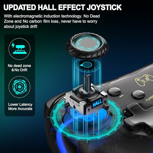 ELISWEEN Switch Controller for Nintendo Switch/OLED/Lite, Replacement for Nintendo Switch Pro Controller Support PC & Android/iOS with Cool RGB LED, Wireless Switch Controller with Turbo,Vibration - color: Dark Brown Light