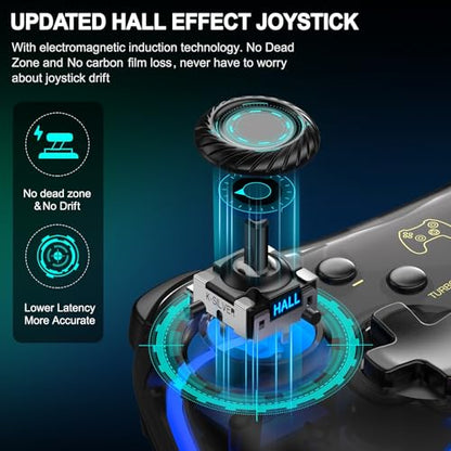 ELISWEEN Switch Controller for Nintendo Switch/OLED/Lite, Replacement for Nintendo Switch Pro Controller Support PC & Android/iOS with Cool RGB LED, Wireless Switch Controller with Turbo,Vibration - color: Dark Brown Light