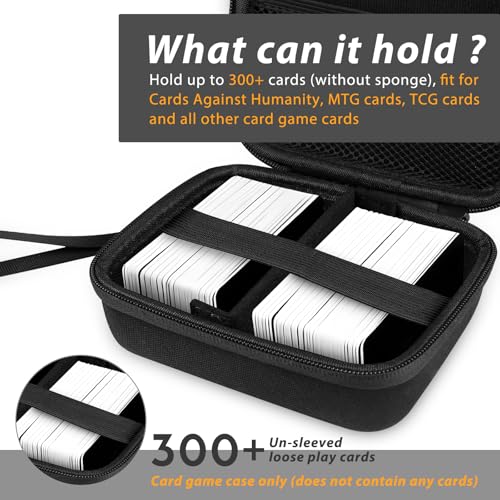 300+ Game Card Storage Case for UNO/Five Crowns/SKYJO Playing Card | Portable Card Deck Holder Box Compatible with Bicycle/Phrase 10/PlayMonster/Exploding Kittens Card Games, Black (Case Only) - color: Black
