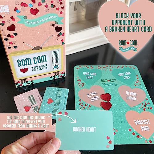 ROM Com Team Trivia Game by University Games, Perfect for Date Nights Girls Nights and Party Game Night, for Ages 12 and Up and 4 or More Players