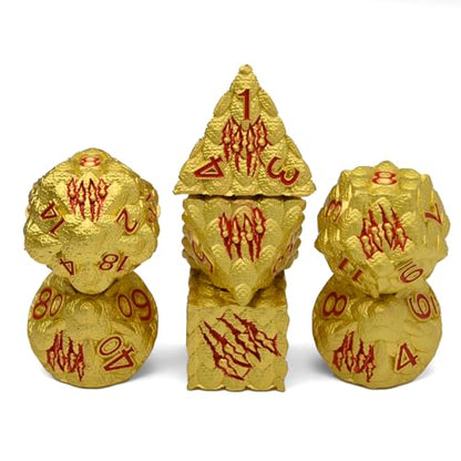 Dragon Scale Metal Dice Set-Dragon Claw,with Gift Metal Box for TTRPG Tabletop Gaming,Dungeon Masters,RPG Adventures(Yellow) - color: Yellow