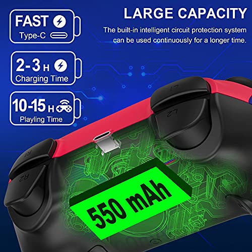 Switch Controller - Wireless Switch Pro Controller for Switch/Switch Lite/Switch OLED with 3 Levels Turbo Function, 4 Levels Adjustable Vibration, Six-Axis Motion Control, One-Key Wake up - color: Black