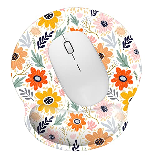 Memory Foam Wrist Support Mouse Pad Comfortable Padded Wrist Mousepads 9in X10in Desktop Notebook Mouse Mat (Pretty Flower Foam) - color: Pretty Flower Foam