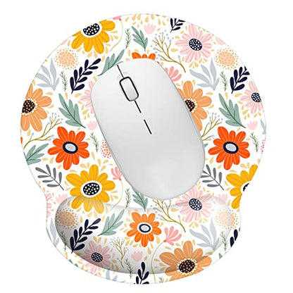 Memory Foam Wrist Support Mouse Pad Comfortable Padded Wrist Mousepads 9in X10in Desktop Notebook Mouse Mat (Pretty Flower Foam) - color: Pretty Flower Foam