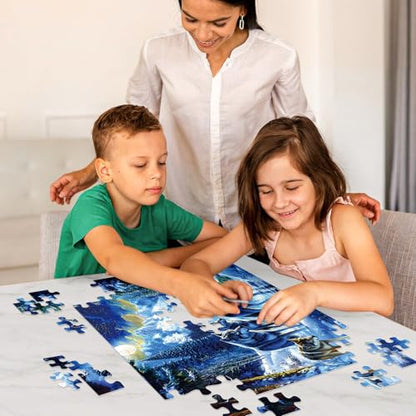Jeacirio 100 Piece Jigsaw Puzzle for Kids Ages 6-8 8-10, Wolf Family in Snowy Mountain Forest, Educational Animal Puzzle, Screen-Free for Boys Girls - size: Wolf Puzzles
