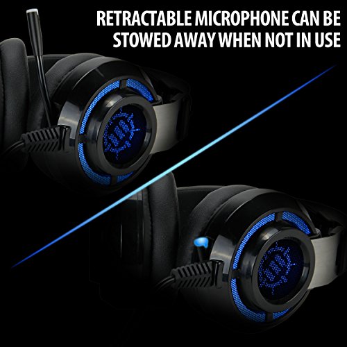 ENHANCE Scoria USB Gaming Headset with Noise Cancelling Mic, 7.1 Surround Sound, Bass Vibration, LED Lighting & In-Line Controls - Gaming Headphones for PC, Laptop, PS5, PS4 - TeamSpeak Certified