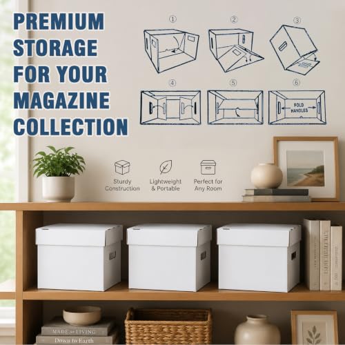 CROSSDESIGN 10 Pack Box Storage for Storing Small Items/Books/Kitchen/Supplies/Card, Corrugated Board Holds 150-175 Comics Collapsible/Stackable - size: 10 Pack | w/ handle
