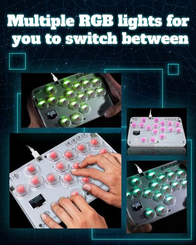 Borcham S16 Leverless Arcade Stick,Haute42 16 Keys Game Pad with DIY RGB & Turbo Functions, <1ms Input Latency, Compatible with PC/PS-3/PS-4/Switch/Steam Deck, Support Hot Swap & SOCD