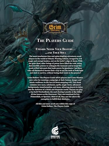 Ghostfire Gaming Grim Hollow Player's Guide RPG Character Options and Campaign Supplement for Fantasy Tabletop Roleplaying Games, Ages 14+