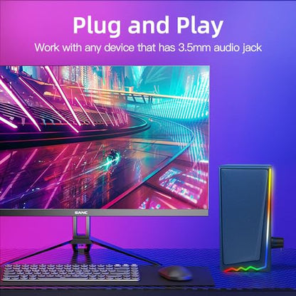 Uakinat Computer Speakers, Desktop Speakers with Various Colorful LED, Gaming Speakers with Volume Control,for PC, AC Adapter Powered and 3.5mm AUX-in Computer Speakers