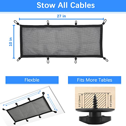 Cable Management Net Under Desk Kit,Privacy Mesh Cable Manager Flexible Under Desk Wire Net Large Capacity Cord Organizer Net for Office,Standing Desk, Home, 26 X 10 Inches