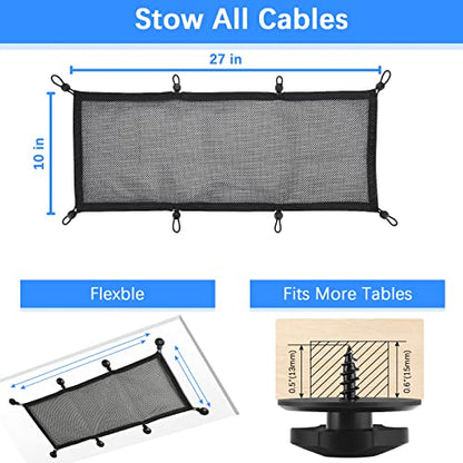 Cable Management Net Under Desk Kit,Privacy Mesh Cable Manager Flexible Under Desk Wire Net Large Capacity Cord Organizer Net for Office,Standing Desk, Home, 26 X 10 Inches