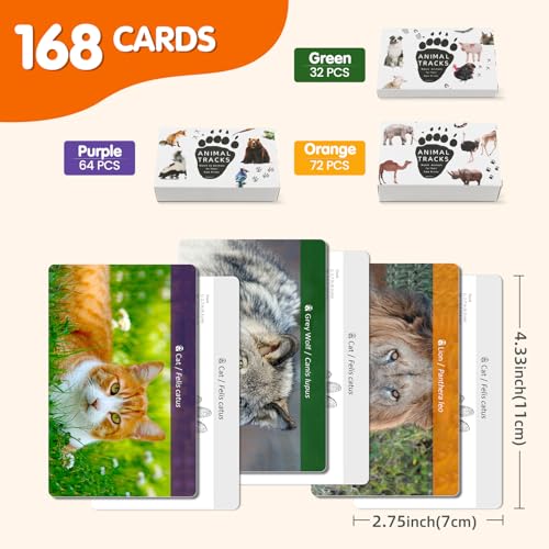 MEROCO Safari Animal Tracks Card Game, Farm Animal Flash Cards, Matching Game - Kids Science Learning Educational Toys for Homeschool, Preschool, Autism - 3 Years Old & Up - style: Triple Tracks Card Sets (70% Choose)